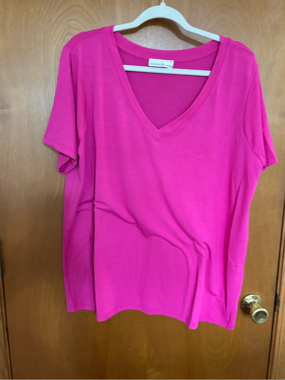 Zenana Women's V-Neck Short Sleeve Top - Hot Pink